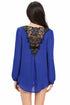 Sexy Stylish Blue Crochet Back Wrap Front Blouse